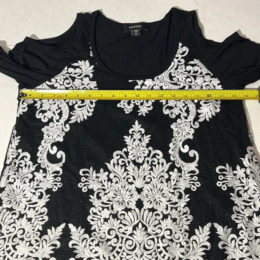 Karen Kane embroidered cold shoulder long sleeve blouse shirt top sz XL black - Picture 8 of 8